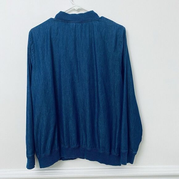 ALFRED DUNNER Blue Lightweight Zip Soft Chambray Jacket Womens Size 18 - Picture 10 of 15